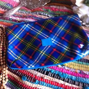Blue Red & Yellow Plaid Cosmetic Zip Up Clutch